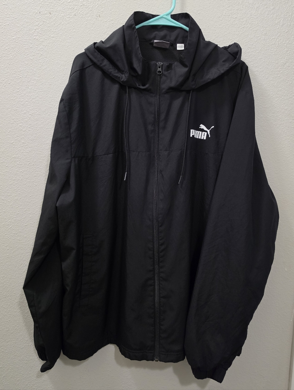 Puma Black Hooded Windbreaker with White Logo